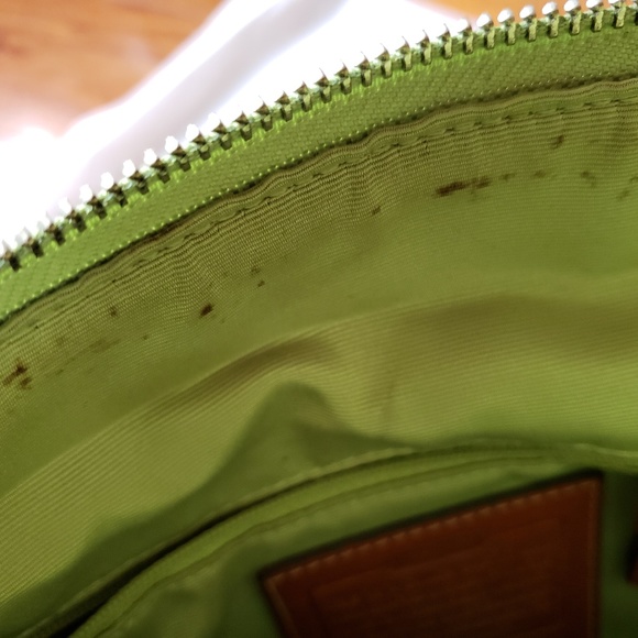 Coach Signature Stripe Lime Green Bag - Picture 6 of 8